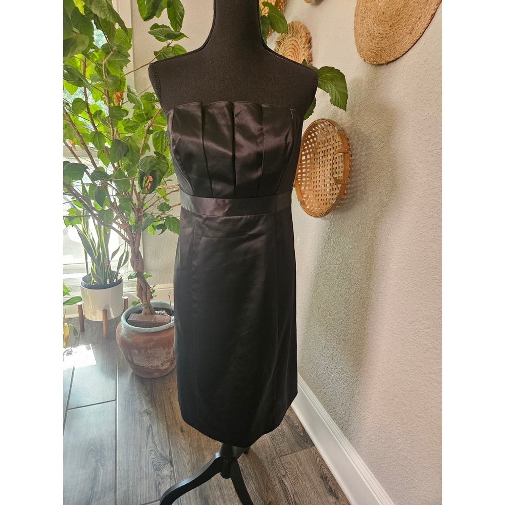 The Limited Black Satin Strapless Pleated Cocktail Dress Size 14 NWT 2009